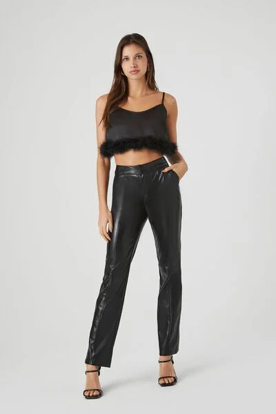 Faux Leather Slim-Fit Pants | Forever 21 (US)