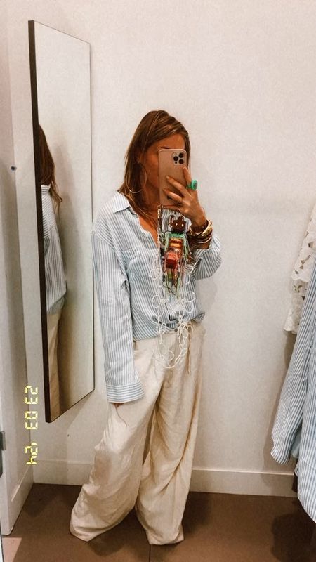 The linen wide leg pants is a musthave during spring and summer. And this blue white linen top of H&M is the perfect one to combine it with. 💕💕 also the striped shirt comes with a pants linked this one below for you girlies. Xx  

#LTKVideo #LTKworkwear #LTKSeasonal