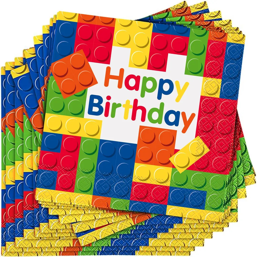 Building Blocks Birthday Luncheon Napkins, 16ct - Etsy | Etsy (Global)