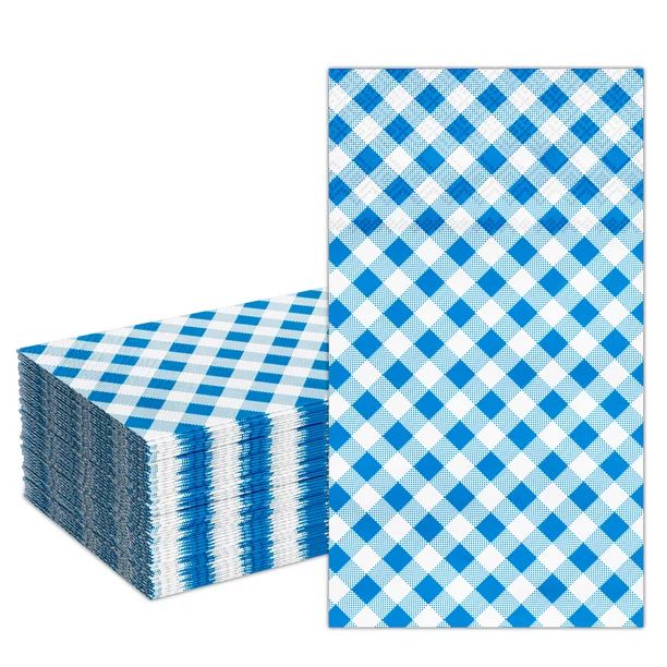 DYLIVeS 50 Count Gingham Dinner Napkins 3 Ply Disposable Paper Hand Napkins Blue Buffalo plaid Na... | Walmart (US)