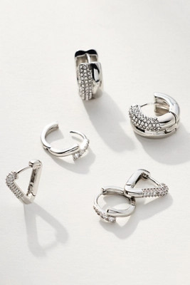 Mixed Crystal Huggie Hoop Earrings, Set of 3 | Anthropologie (US)