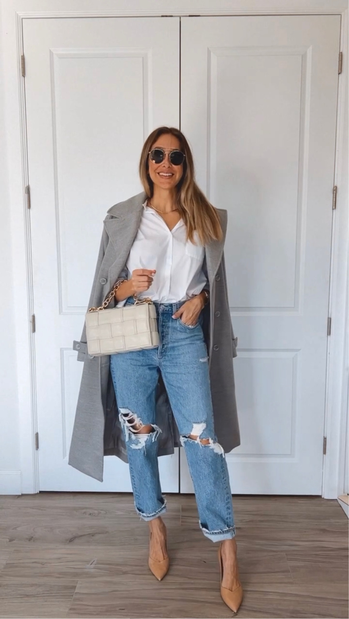 Perfect casual chic outfit for a work lunch. 
These distressed jeans are amazing. 
They fit true to size, I am wearing a size 27. 

For your reference, I am 5’9”.

#LTKworkwear #LTKstyletip #LTKover40