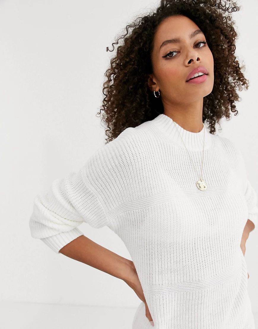 ASOS DESIGN drop stich detailed sweater dress-White | ASOS (Global)