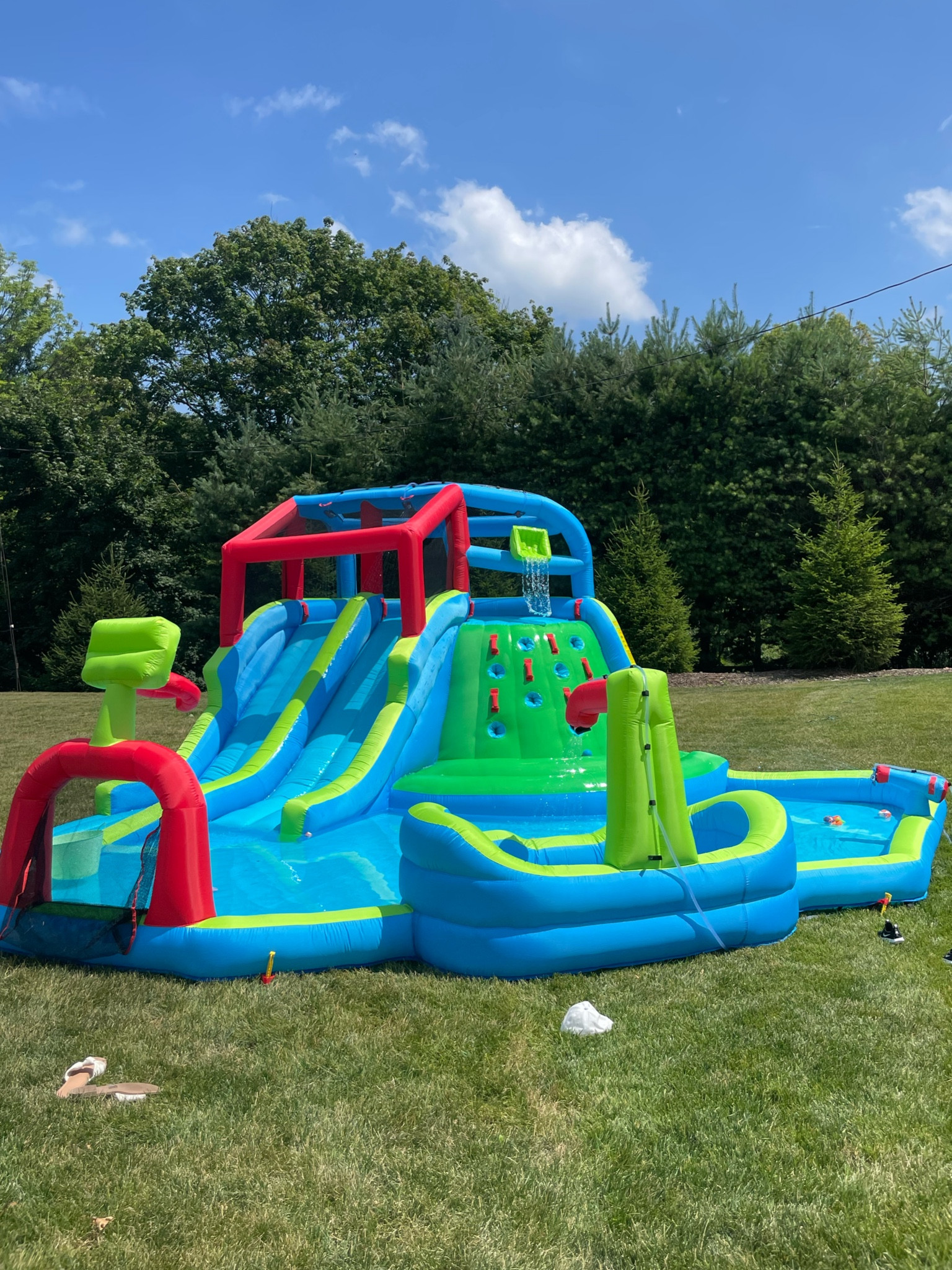 the GOAT water slide!! christin SCOURED the internet to find the perfect one - she was very particular in what she wanted *shocker*: 2 slides so the kids didn’t have to wait turns + could race eachother, a pool area big enough for the littles to play safely, some cushion under the climbing wall just in case of falls + NO attached bounce house [slippery accidents waiting to happen]. a few others looked great, but then when she checked dimensions, they were weirdly small. THIS IS THE ONE, FRIENDS!

#LTKParties #LTKKids #LTKHome