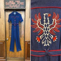 Vintage 1970's Amazing Denim Cotton Jumpsuit Red Detail, Jumpsuit, Embroidery, Eagle Design, Workwear | Etsy (US)