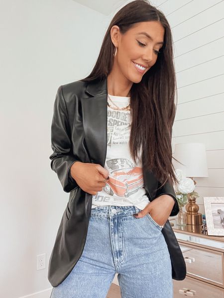 Graphic tee outfit ideas, faux leather blazer outfit, target finds, abercrombie style, target fall outfits 2023, fall style 2023, fall trends, trendy outfits, trending, blazers, graphic tshirts

#LTKSale #LTKstyletip #LTKSeasonal