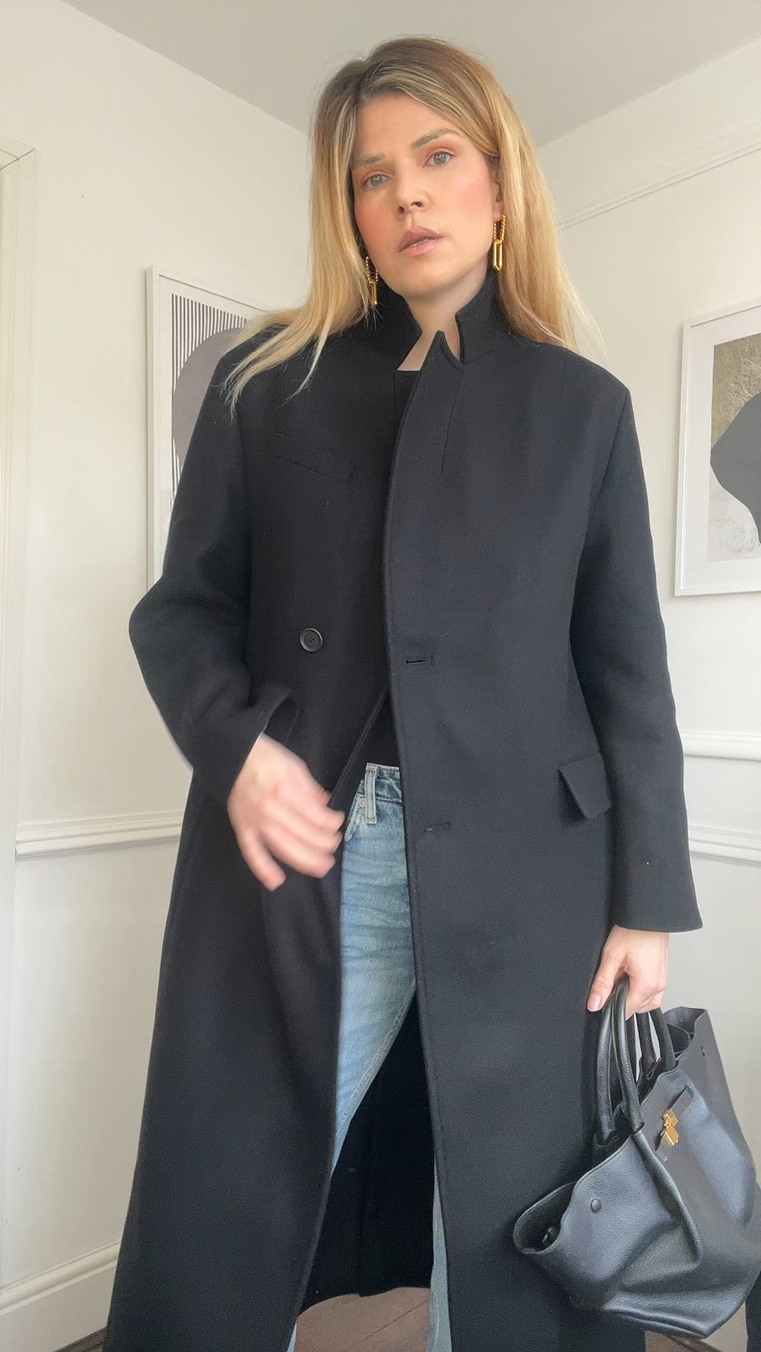 Allsaints coat, Sidney coat, black coat, New York tote, demellier london, pointy boots, smart casual outfit 

#LTKeurope #LTKover40 #LTKVideo