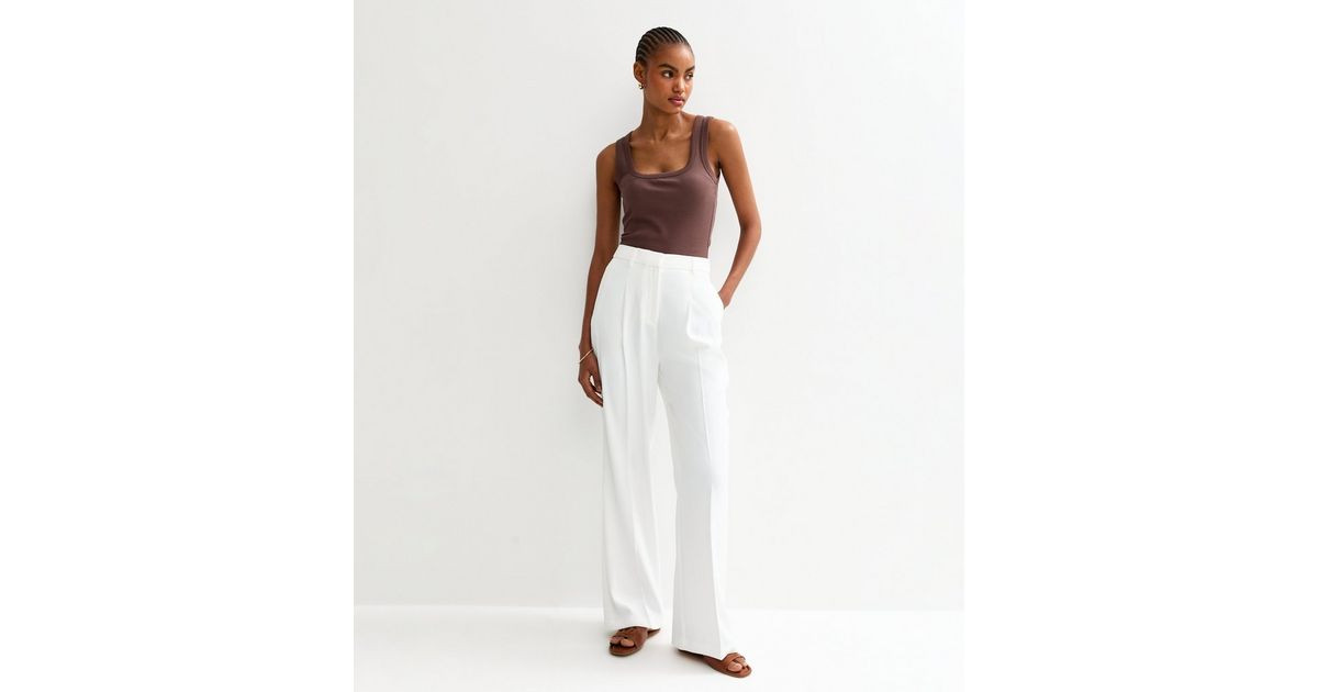 Tall White Tailored Wide Leg Trousers | New Look | New Look (UK)