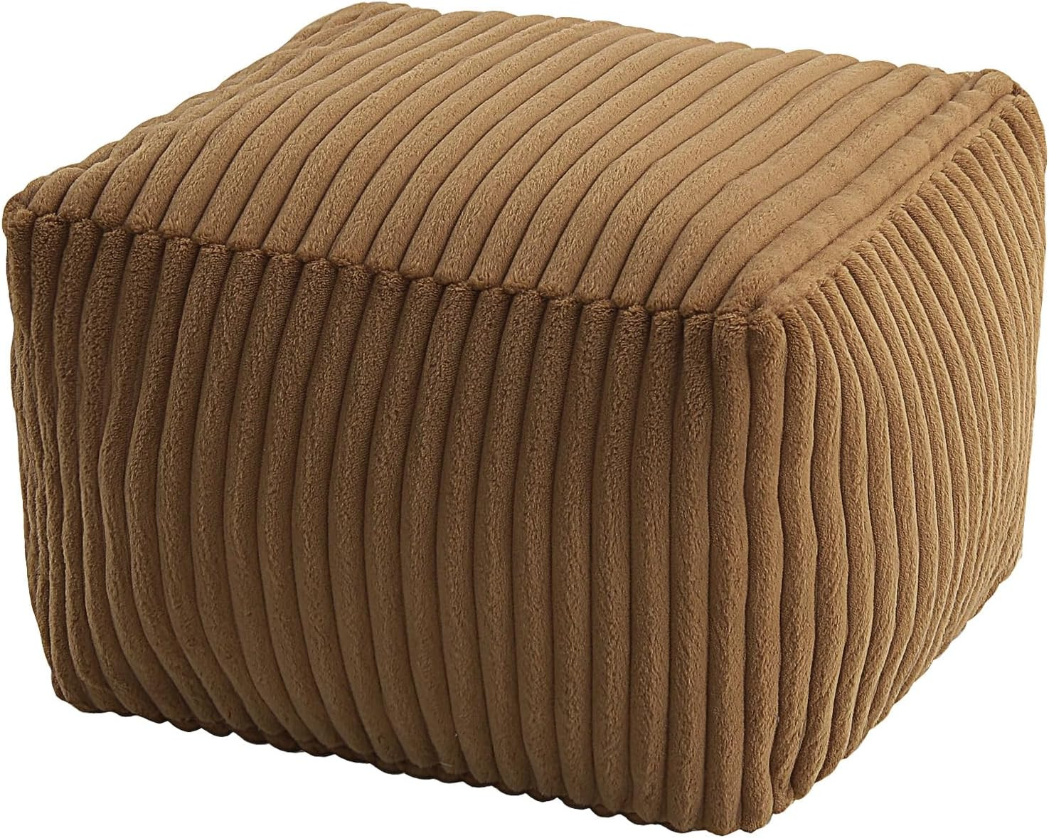 MeMoreCool Square Pouf Ottoman Foot Rest, 15 Inch Faux Fur Pouf, Coffee | Amazon (US)
