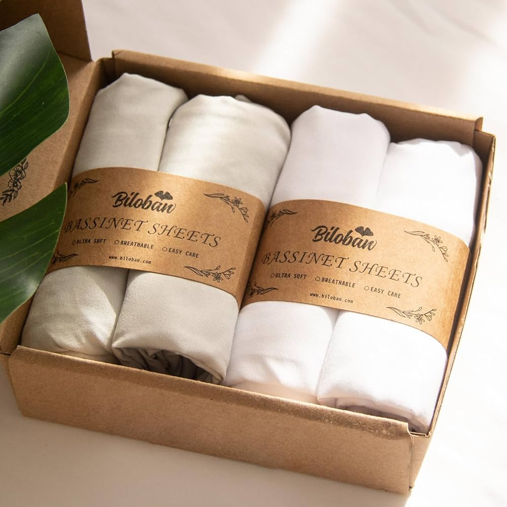 Baby Bassinet Sheets 4 Pack Compatible with 33 x 20 Mika Micky, Baby Delight, Dream On Me and Oth... | Amazon (US)