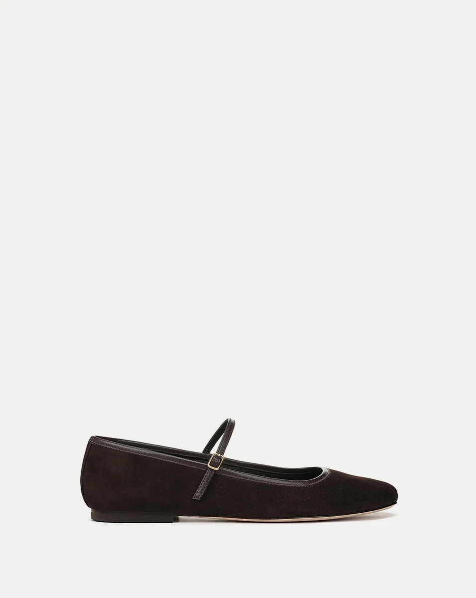 Ellie Suede Flat in Black Espresso | Veronica Beard | Veronica Beard