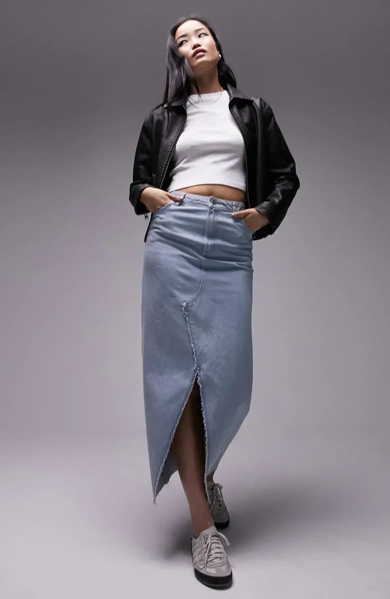 Raw Hem Denim Midaxi Skirt | Nordstrom