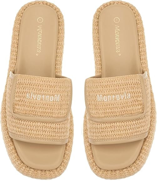 Monrovia Platform Sandals Women, Wedge Espadrilles Brown Beach Sandals, Comfortable Wide Width Su... | Amazon (US)