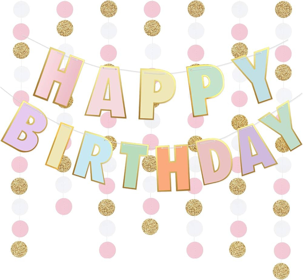 Pre-Strung Happy Birthday Banner and Decorations-Girls Toddler Birthday Decorations-Happy Birthda... | Amazon (US)