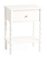 26in Drawer And Shelf Spindle Leg Nightstand With Charging Port | Marshalls