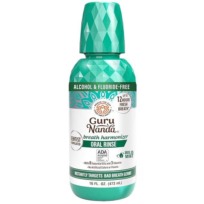 GuruNanda Fresh Breath Mouthwash, ADA-Accepted, Alcohol & Fluoride-Free, Sodium Chlorite, Essenti... | Amazon (US)