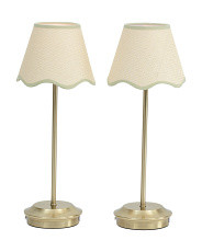 2pk 18in Rechargeable Plated Brass Rattan Table Lamps | TJ Maxx