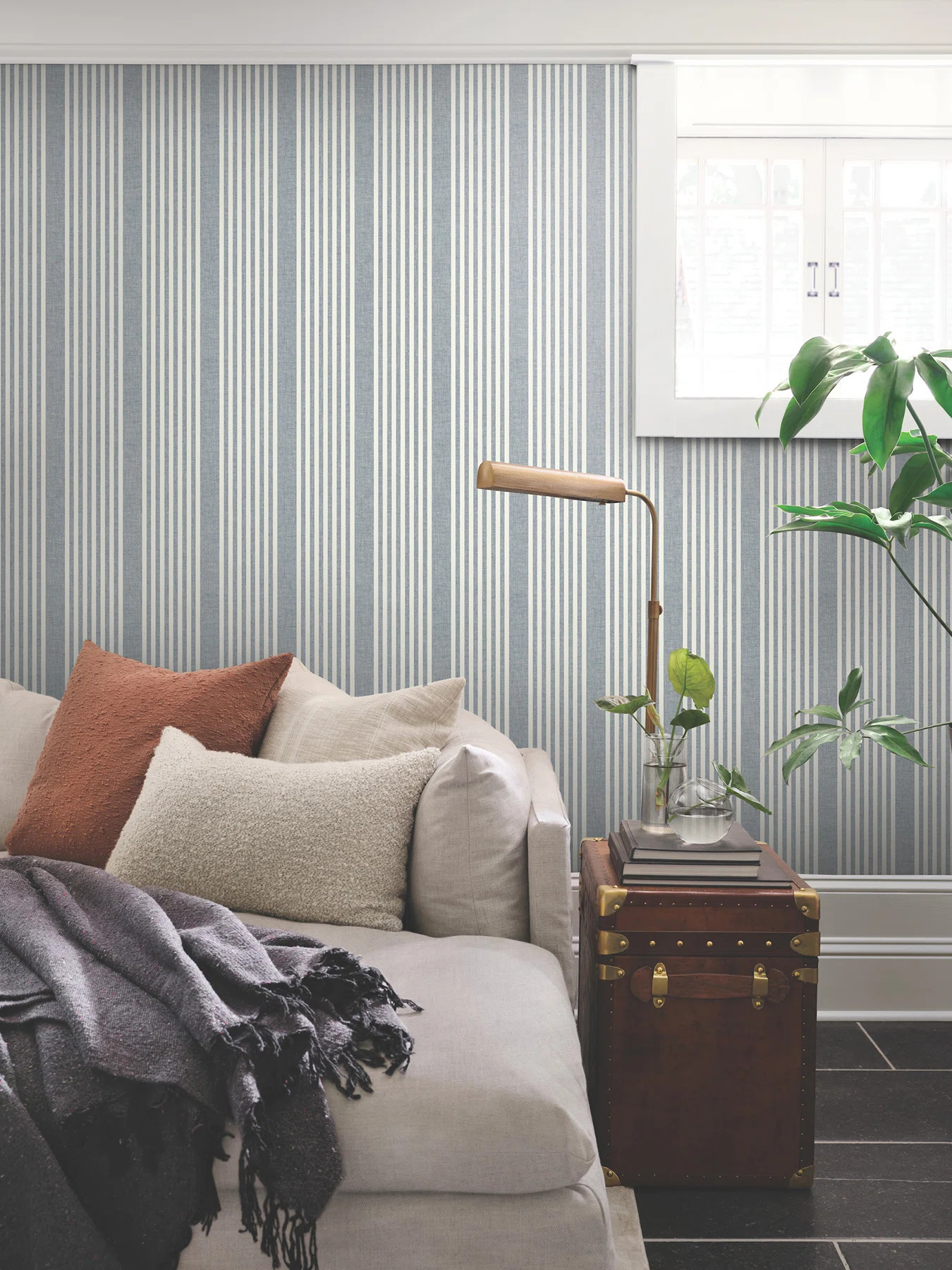 French Arctic Linen Stripe Wallpaper | Wayfair North America