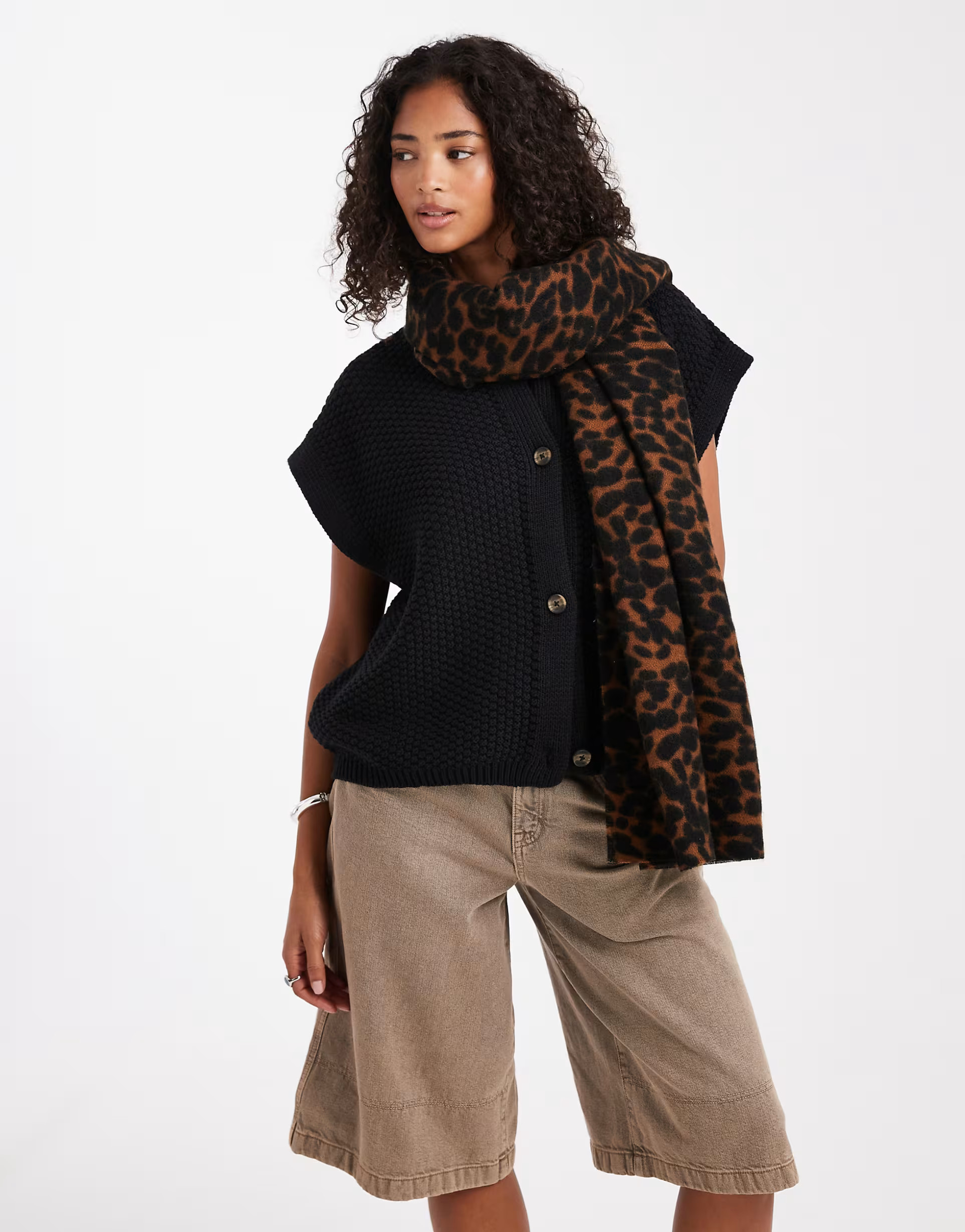 ASOS DESIGN woven scarf with leopard design | ASOS (Global)