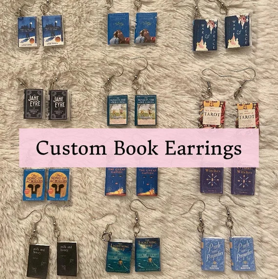 Custom Miniature Book Earrings | Handmade Christmas Present |Personalized Gifts for Book Lovers, ... | Etsy (US)