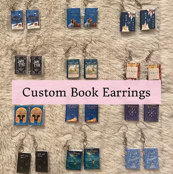 Custom Miniature Book Earrings | Handmade Christmas Present |Personalized Gifts for Book Lovers, ... | Etsy (US)