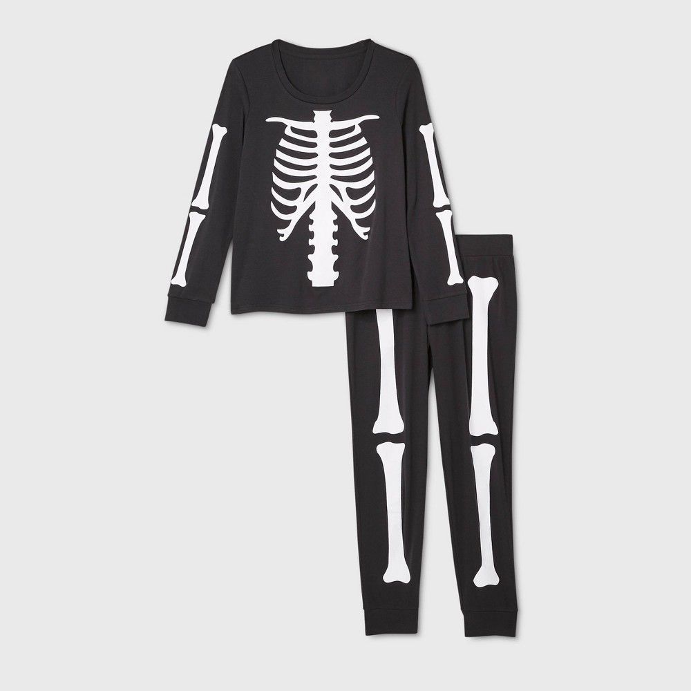 Women's Halloween Skeleton Matching Family Pajama Set - Black XS | Target