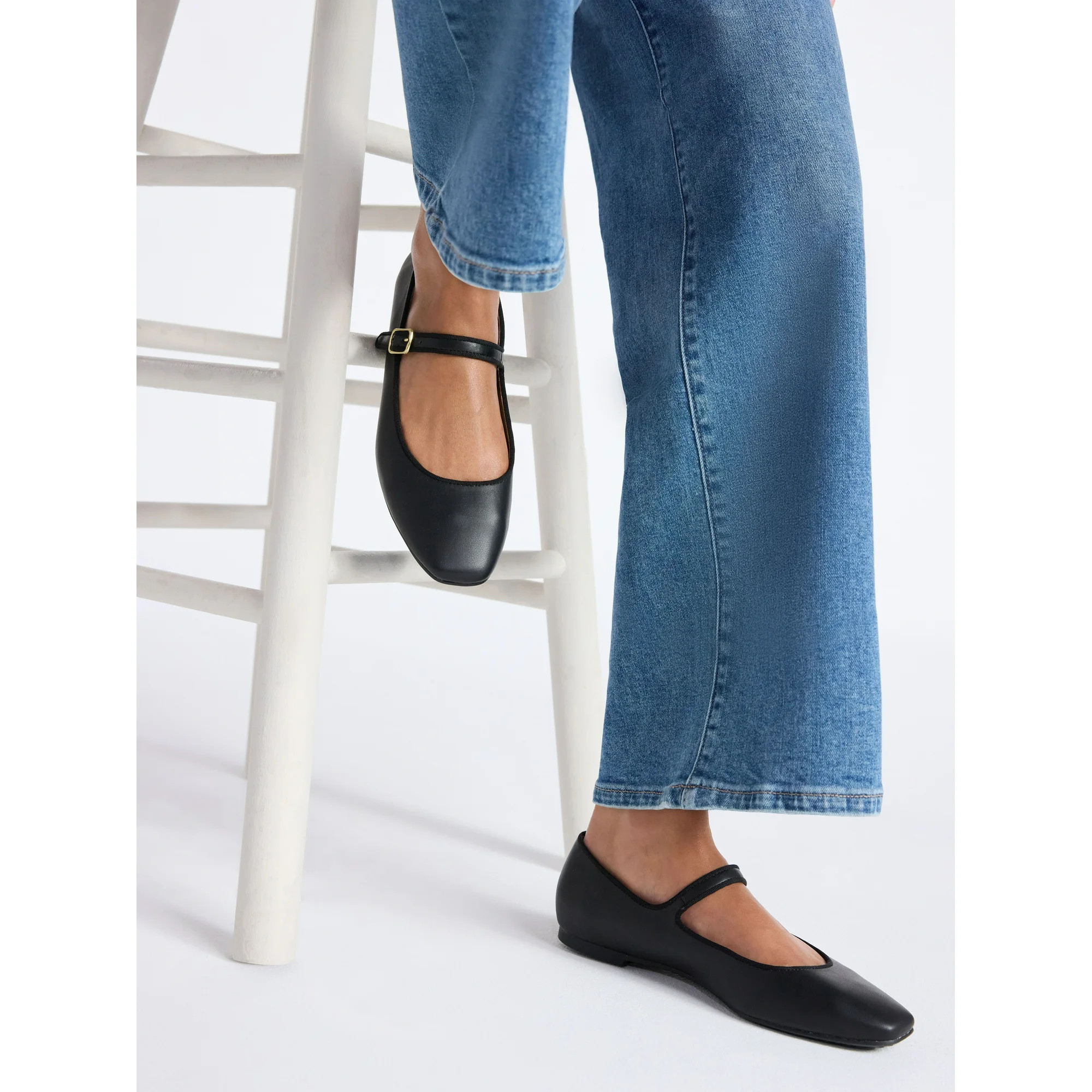 Time and Tru Women's Faux Leather Mary Jane Flats | Walmart (US)