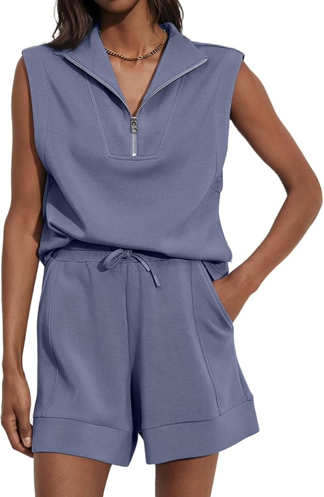 Glamaker Women's Two Piece Short Sets Summer Lounge Sweatsuits Air Essentials Sleeveless Outfits ... | Amazon (US)