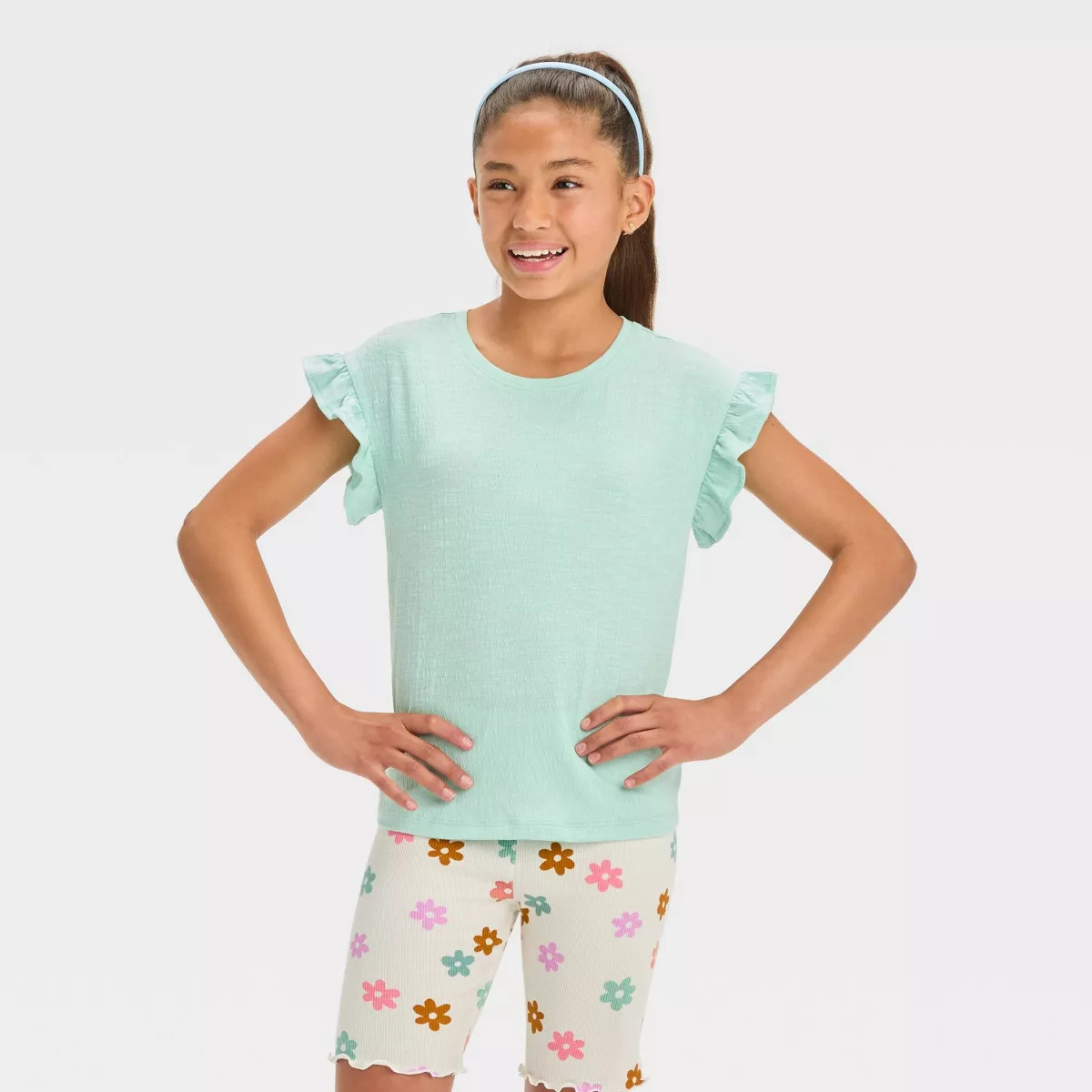 Girls' Short Sleeve Pucker Knit T-Shirt - Cat & Jack™ | Target