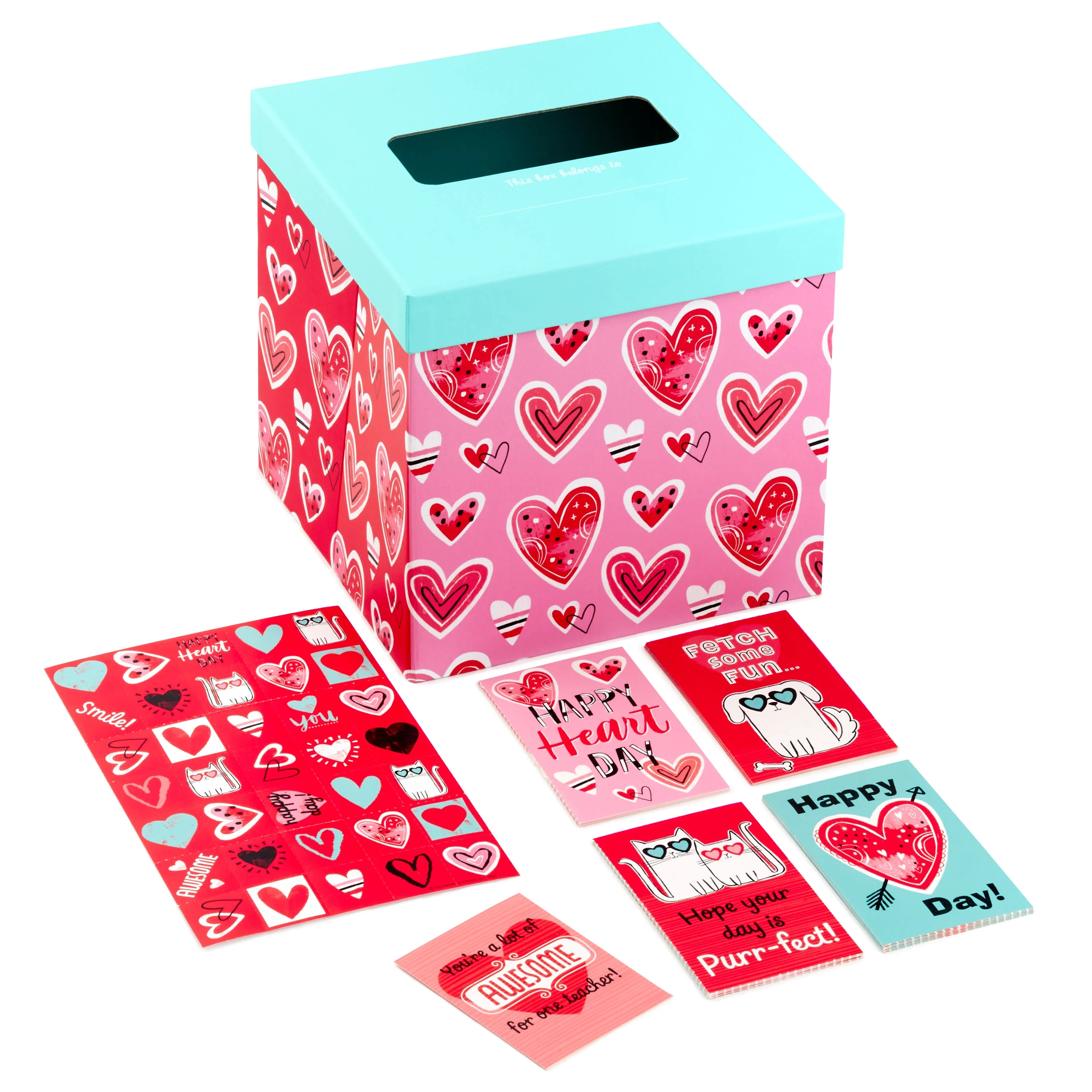 Hallmark Valentines Day Cards for Kids and Mailbox for Classroom Exchange, Doodle Hearts (1 Box, ... | Walmart (US)