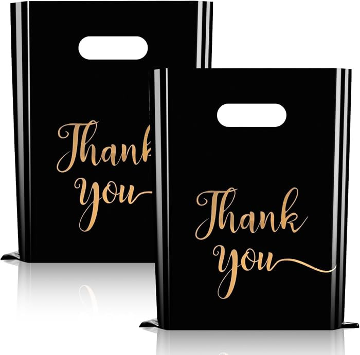 Thank You Merchandise Bags, 100 Pack, 9x12 inches, Extra Thick, Retail Plastic Shopping Gift Bags... | Amazon (US)