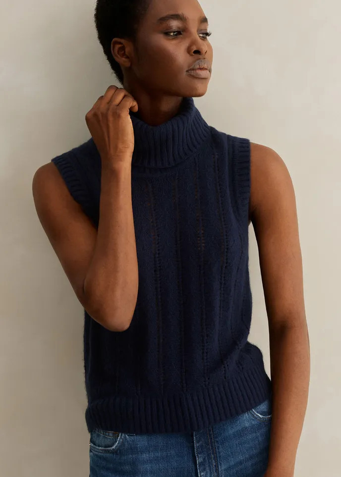 Merino Cashmere Silk Lace Stitch Vest + Snood | ME+EM US