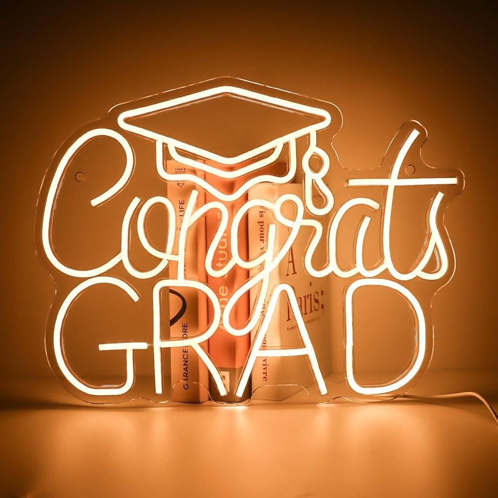 Congrats Grad LED Neon Sign, Graduation Party Decor, 16.5×12.6 Inch Warm White Grad Light Up Let... | Amazon (US)