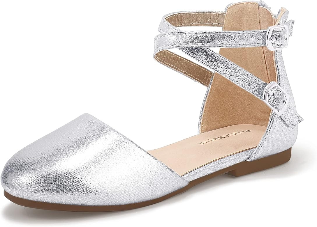 PANDANINJIA Toddler/Little Kid Girl's Amanda Mary Jane Ballet Flats Ankle Strap Ballerina Dress S... | Amazon (US)