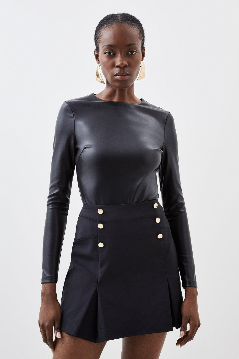 Essential Techno Woven Mini Skirt | Karen Millen UK + IE + DE + NL
