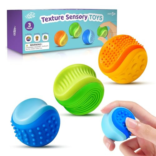 Fidget Toys Stress Ball for Kids Adult: 3 Pack Double Sided Textured Sensory Toys for Autism Kids Calming - Quiet Stress Fidget Ball for Student Classroom, Adult Office - Easter Basket for Kid | Amazon (US)