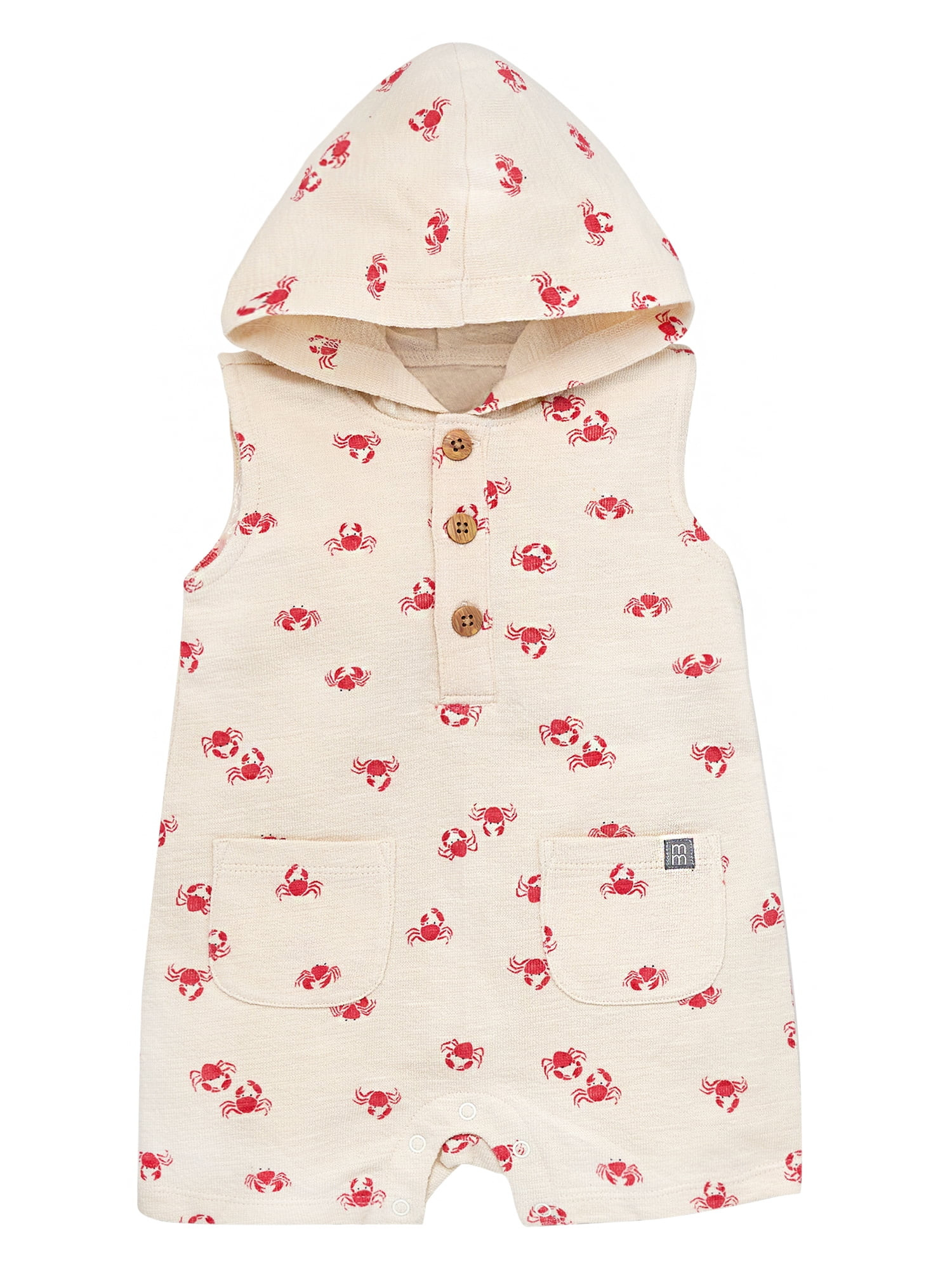 Modern Moments by Gerber Baby Boy Cotton Hooded Sleeveless Romper, Sizes 0/3 Months - 24 Months | Walmart (US)