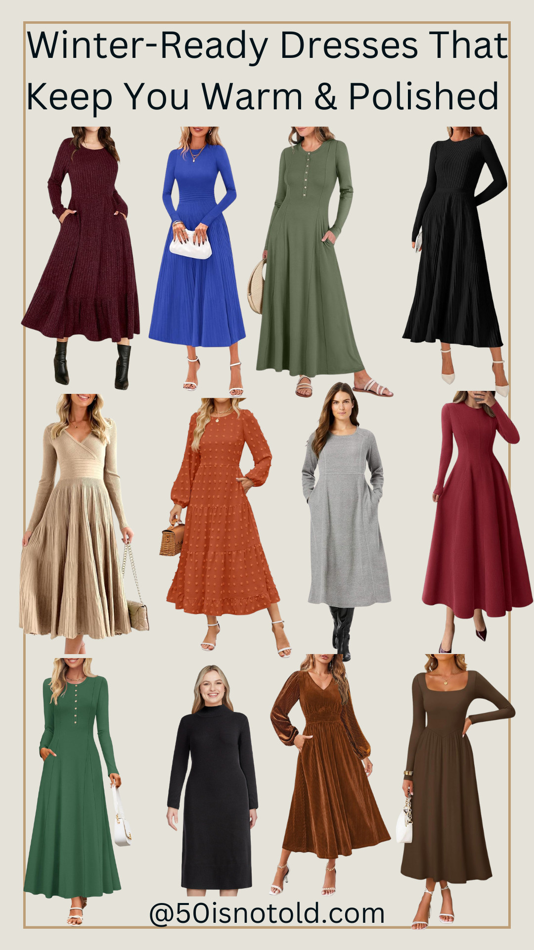 Gurls, these Amazon winter dresses are doing the most — in the best way. Long sleeves, heavier knits, flowy midis. Perfect for cold days when you still want to look put-together for church, dinner, or everyday life. 

 #LTKSeasonal #LTKOver40 #LTKFindsUnder50