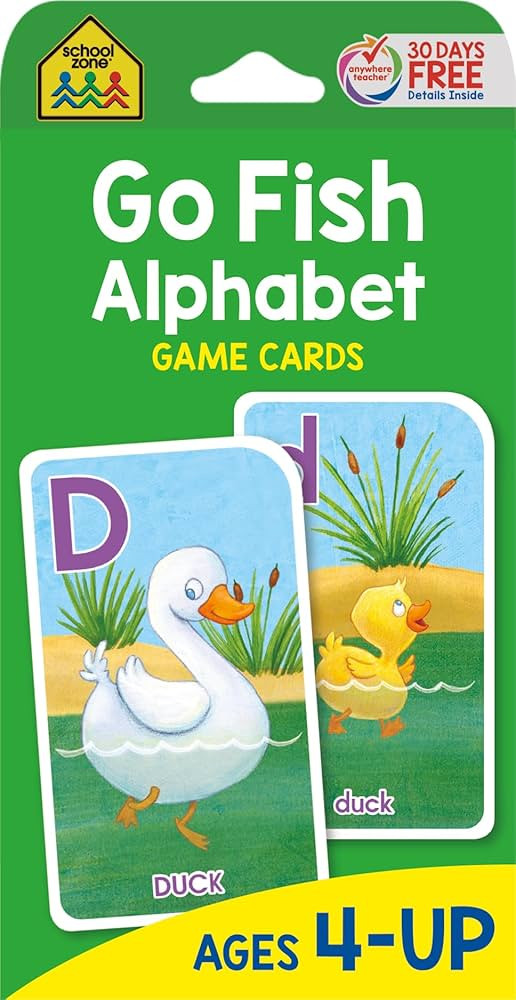 School Zone - Go Fish Alphabet Game Cards - Ages 4 and Up, Preschool to First Grade, Uppercase an... | Amazon (US)