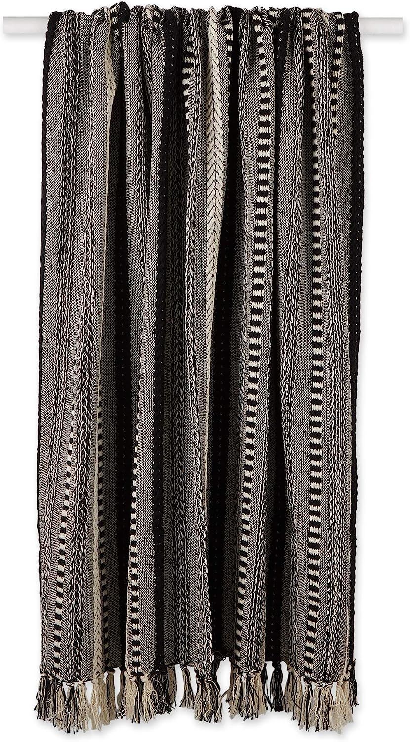 DII Braided Striped Throw, 50x60, Black | Amazon (US)