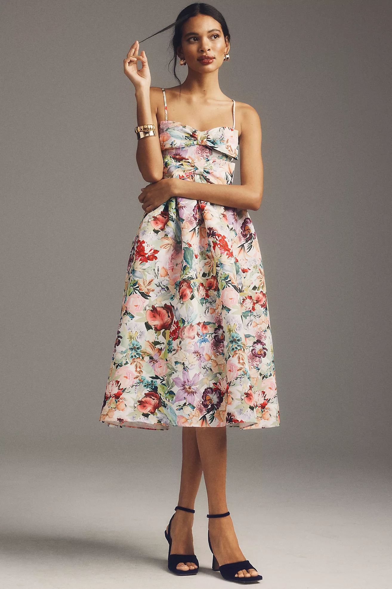 Sachin & Babi Sloane Taffeta Double-Bow Pleated Midi Dress | Anthropologie (US)