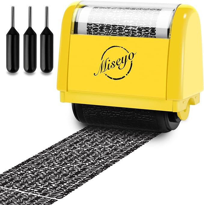 Miseyo Wide Identity Theft Protection Roller Stamp Set - Yellow (3 Refill Ink Included) | Amazon (US)