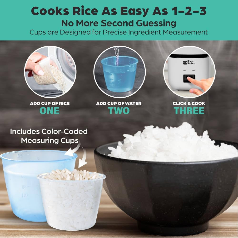 Rice Robot Personal Rice Cooker, PFAS-free, Nonstick. 1 Quart Capacity, with Stainless Steel Stea... | Amazon (US)
