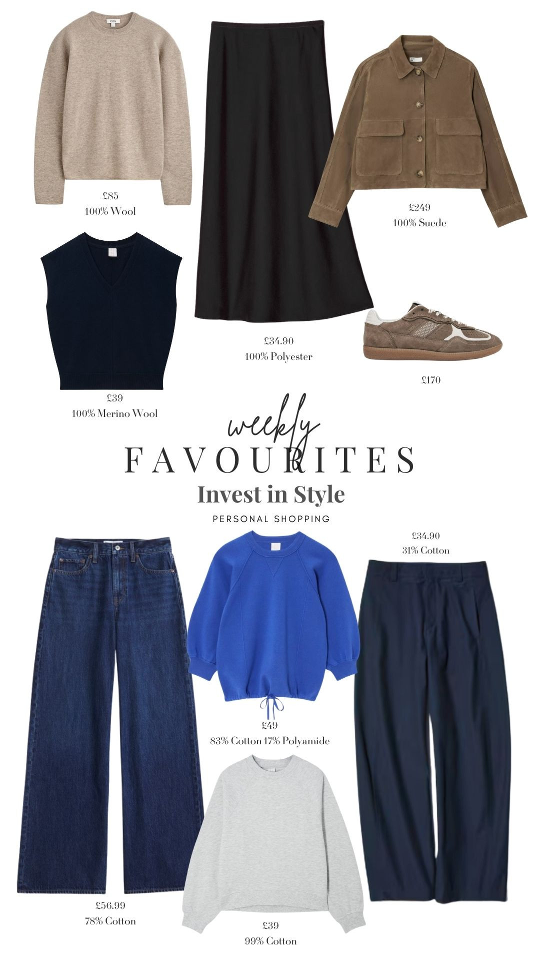 Weekly Favourites 🤎 

Wardrobe Staples, Spring Style, Spring Fashion, Spring Outfit, Spring Knitwear, Tailored Trousers, Suede Trainers, Jeans, Knitwear, Satin Skirt, Suede Jacket 

 

#LTKuk #LTKspring #LTKeurope