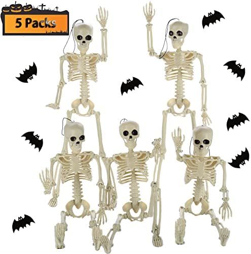 5 Pack Skeleton Halloween Decorations, 16" Full Body Size Mini Posable Joints Realistic Faux Plas... | Amazon (CA)