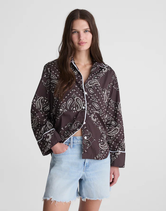 The Signature Y-Neck Shirt in Poplin | Madewell