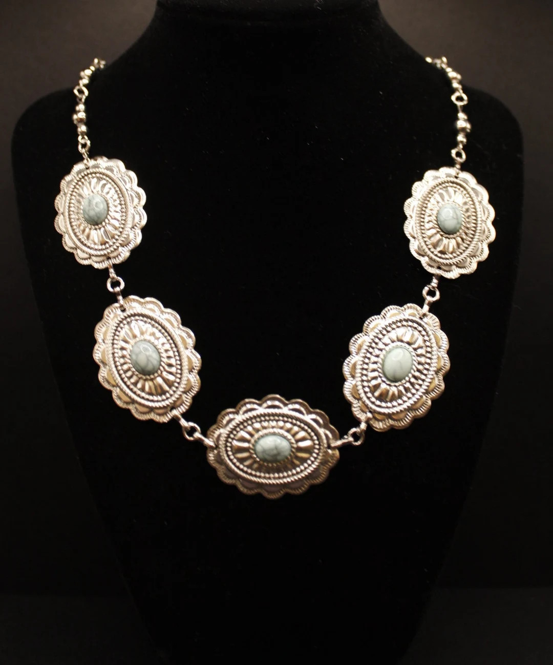 Silver Concho Necklace; Southwestern Concho Necklace; 5-medallion Concho Necklace; Western Concho... | Etsy (US)