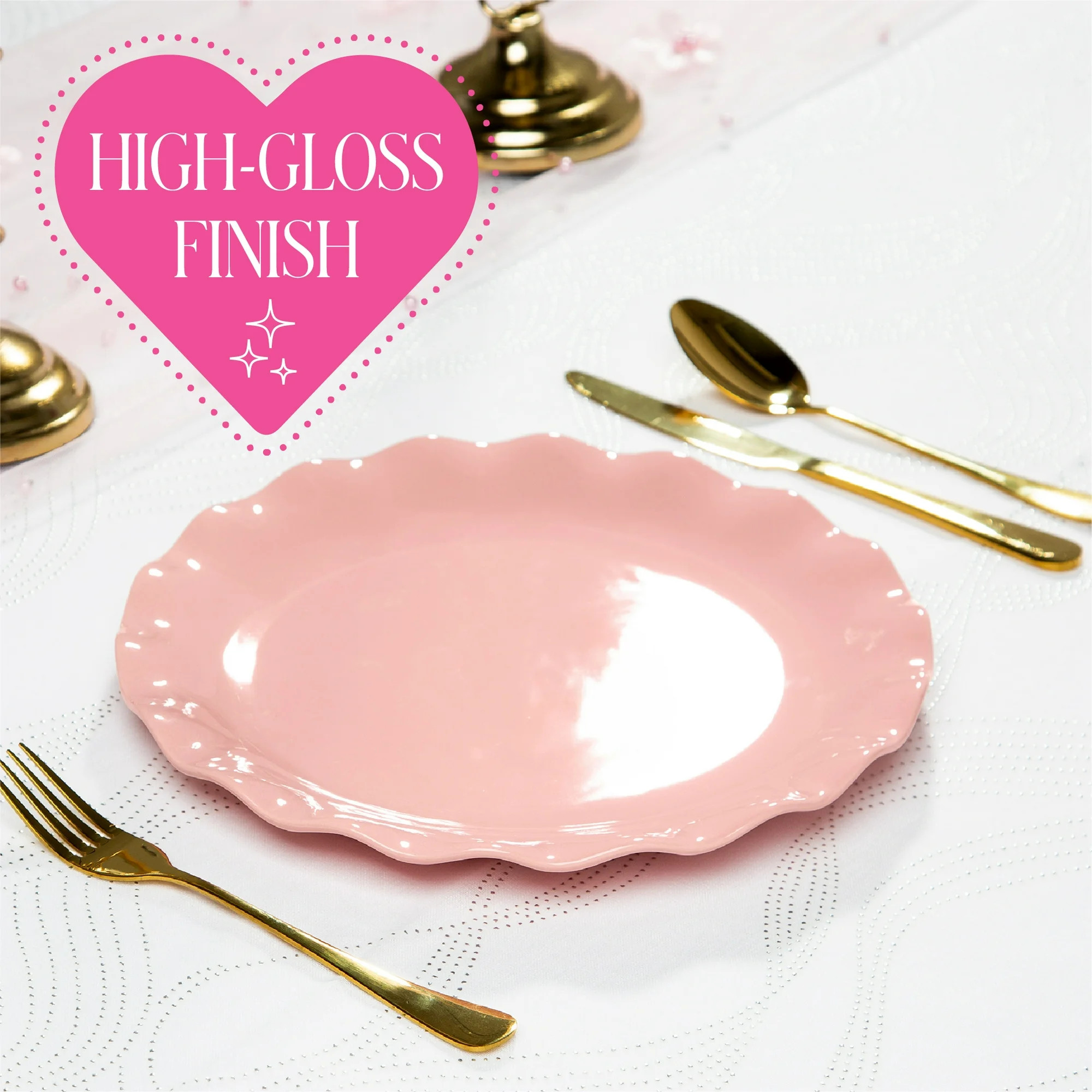 Paris Hilton Heiress Collection Stoneware Dinner Plate, Scalloped Ruffle Rim, 10.5-Inch, Rose Pin... | Walmart (US)