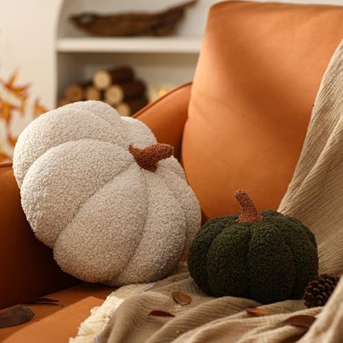 YRXRUS Pumpkin Pillows, Halloween Pumpkin Pillow Set of 2, Off White Green | Throw Pillows for Fa... | Amazon (US)