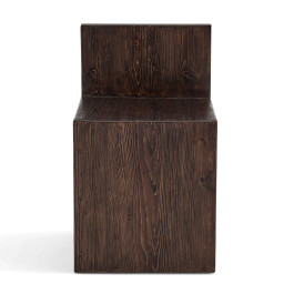 EM Wabisabi Rustic Cube Block Reclaimed Pine Wood Accent Chair / Reclaimed Wood Sable Brown | Eternity Modern